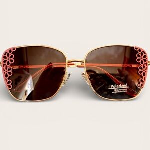 Chic Gold and Pink Floral Sunglasses
